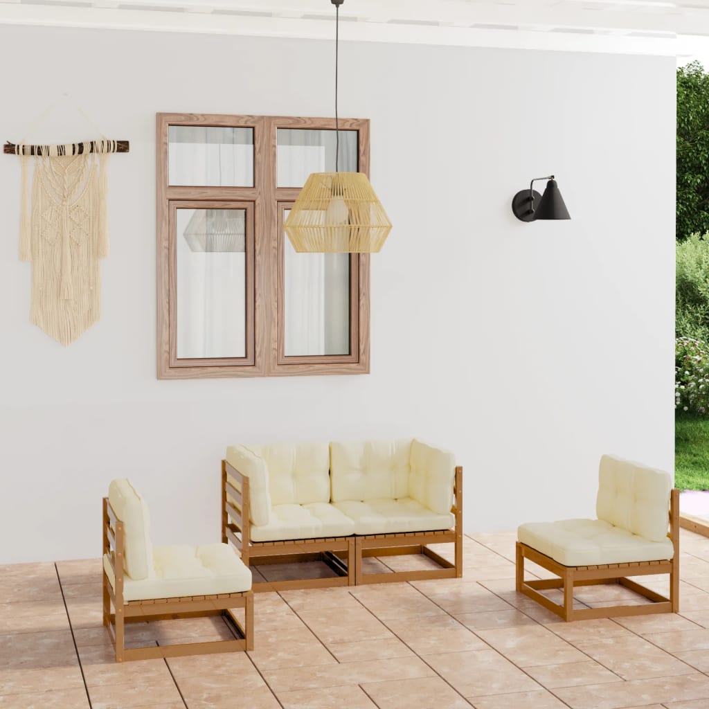 vidaXL 4-tlg. Garten-Lounge-Set mit Kissen Kiefer Massivholz