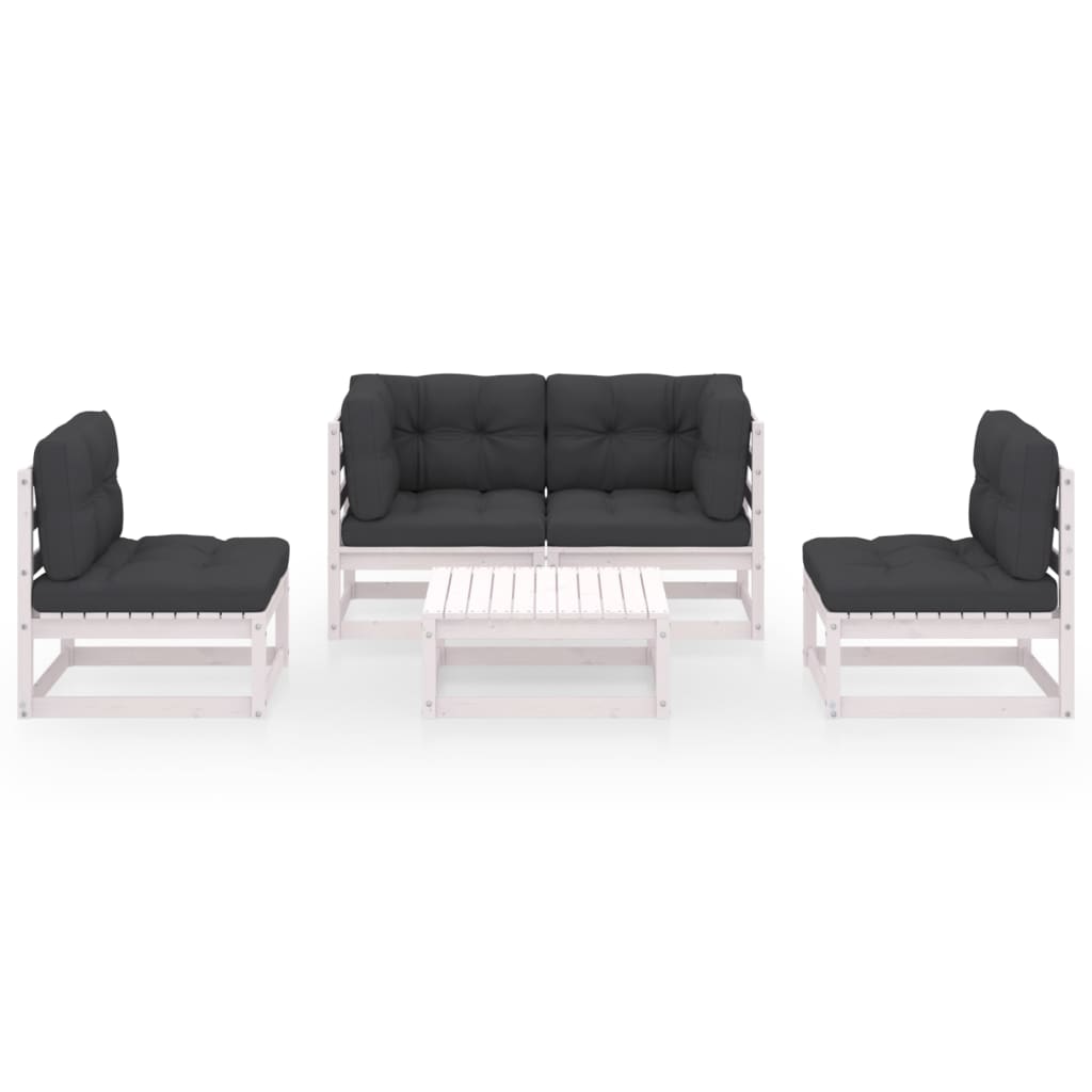 

vidaXL 5-delige Loungeset met kussens massief grenenhout