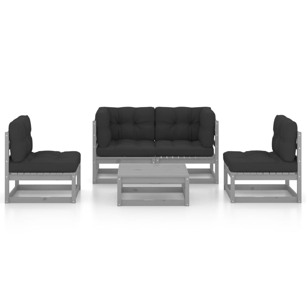 

vidaXL 5-delige Loungeset met kussens massief grenenhout