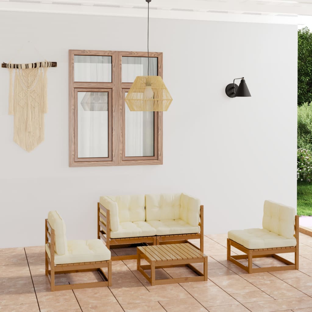 vidaXL 5-tlg. Garten-Lounge-Set mit Kissen Kiefer Massivholz