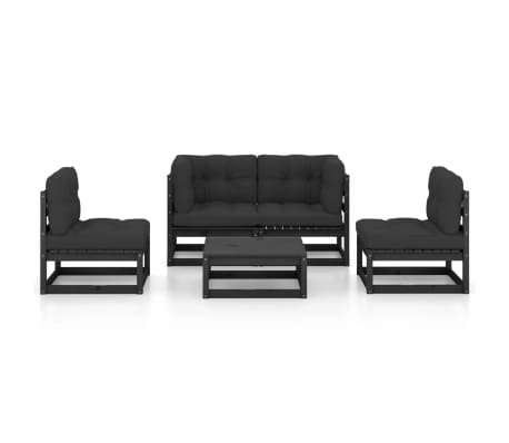 vidaXL 5 Parta Gar&eth;s&oacute;fasett me&eth; Sessum Gegnheil Fura