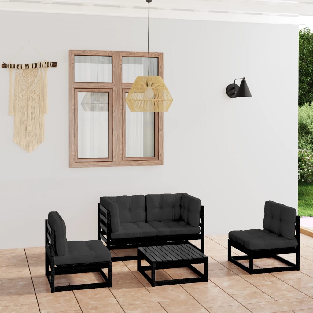 vidaXL 5-tlg. Garten-Lounge-Set mit Kissen Massivholz Kiefer