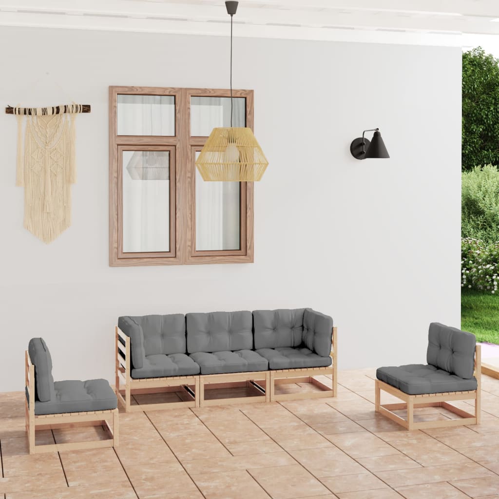 vidaXL 5-tlg. Garten-Lounge-Set mit Kissen Kiefer Massivholz