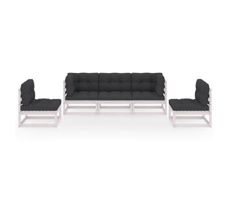 vidaXL Salon de jardin 5 pcs avec coussins Bois de pin massif