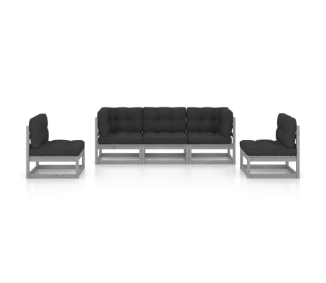 vidaXL 5-tlg. Garten-Lounge-Set mit Kissen Kiefer Massivholz