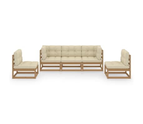 vidaXL Salon de jardin 5 pcs avec coussins Bois de pin massif