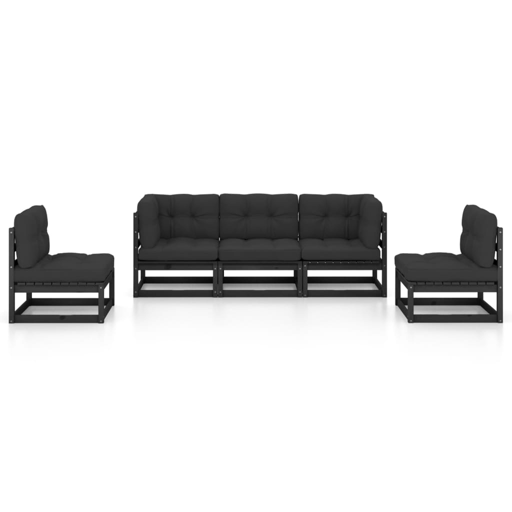 

vidaXL 5-delige Loungeset met kussens massief grenenhout