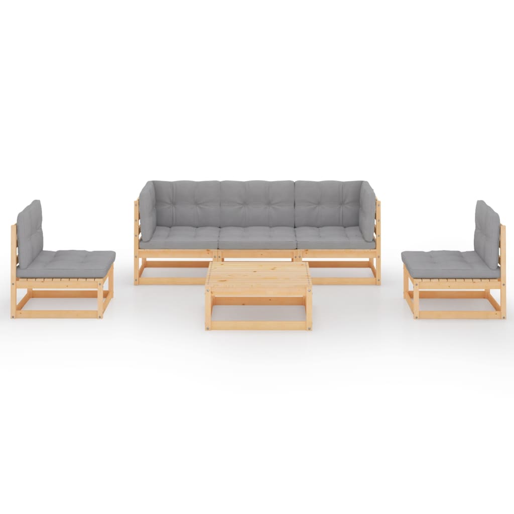 

vidaXL 6-delige Loungeset met kussens massief grenenhout