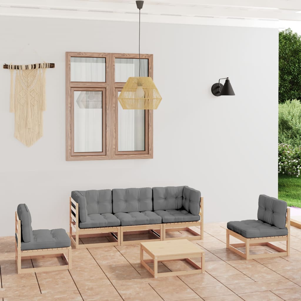 vidaXL 6-tlg. Garten-Lounge-Set mit Kissen Kiefer Massivholz