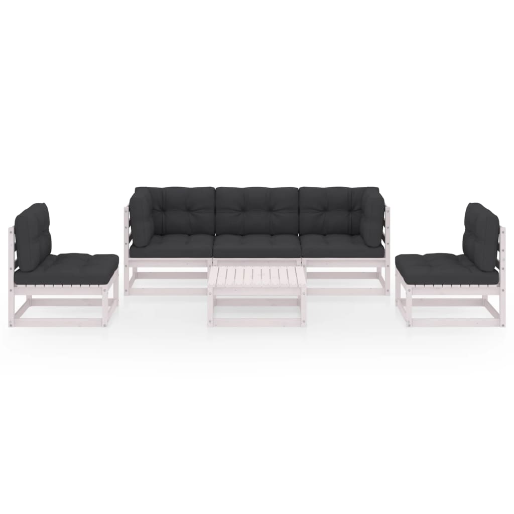 vidaXL 6-delige Loungeset met kussens massief grenenhout afbeelding