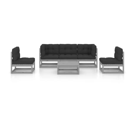vidaXL 6-delige Loungeset met kussens massief grenenhout