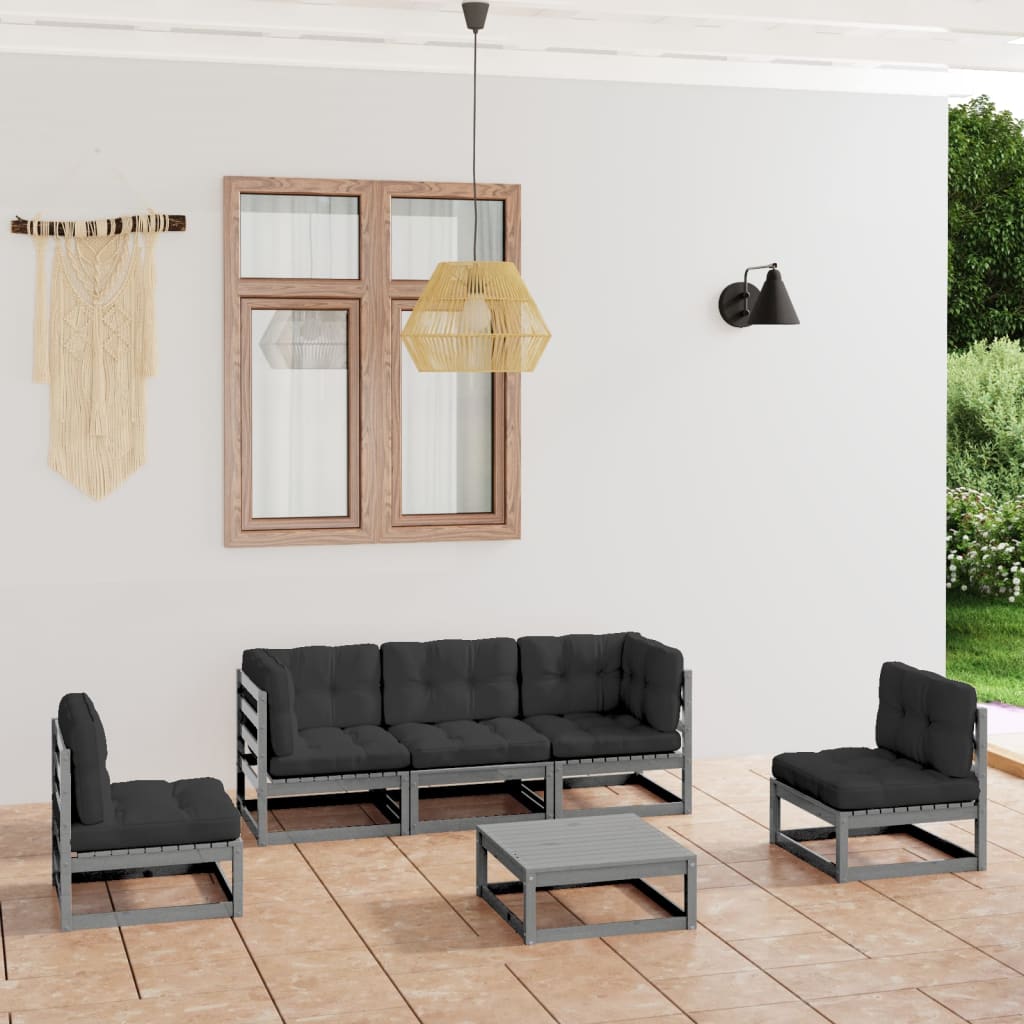 vida XL 6-tlg. Garten-Lounge-Set mit Kissen Kiefer Massivholz