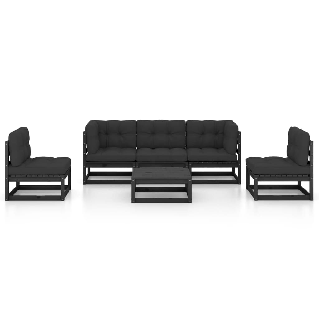 vidaXL 6-delige Loungeset met kussens massief grenenhout afbeelding