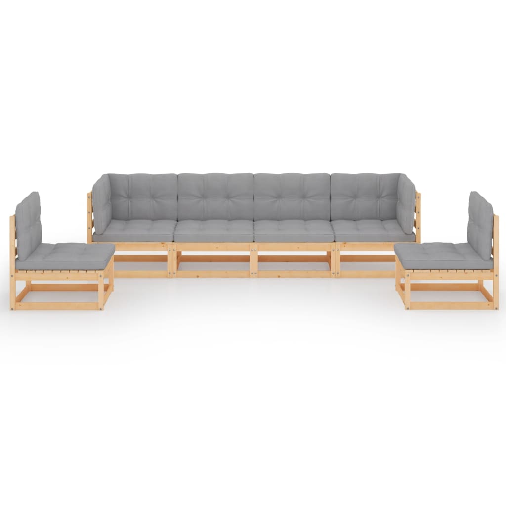 

vidaXL 6-delige Loungeset met kussens massief grenenhout