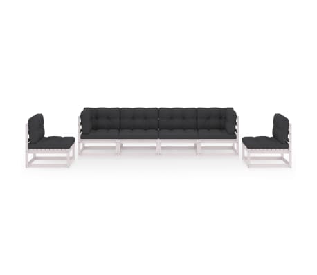 vidaXL 6 pcs conjunto lounge de jardim com almofad&otilde;es pinho maci&ccedil;o