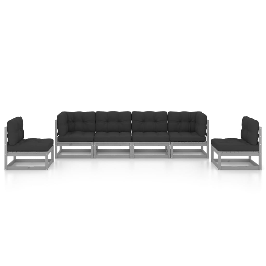 vidaXL 6-delige Loungeset met kussens massief grenenhout afbeelding
