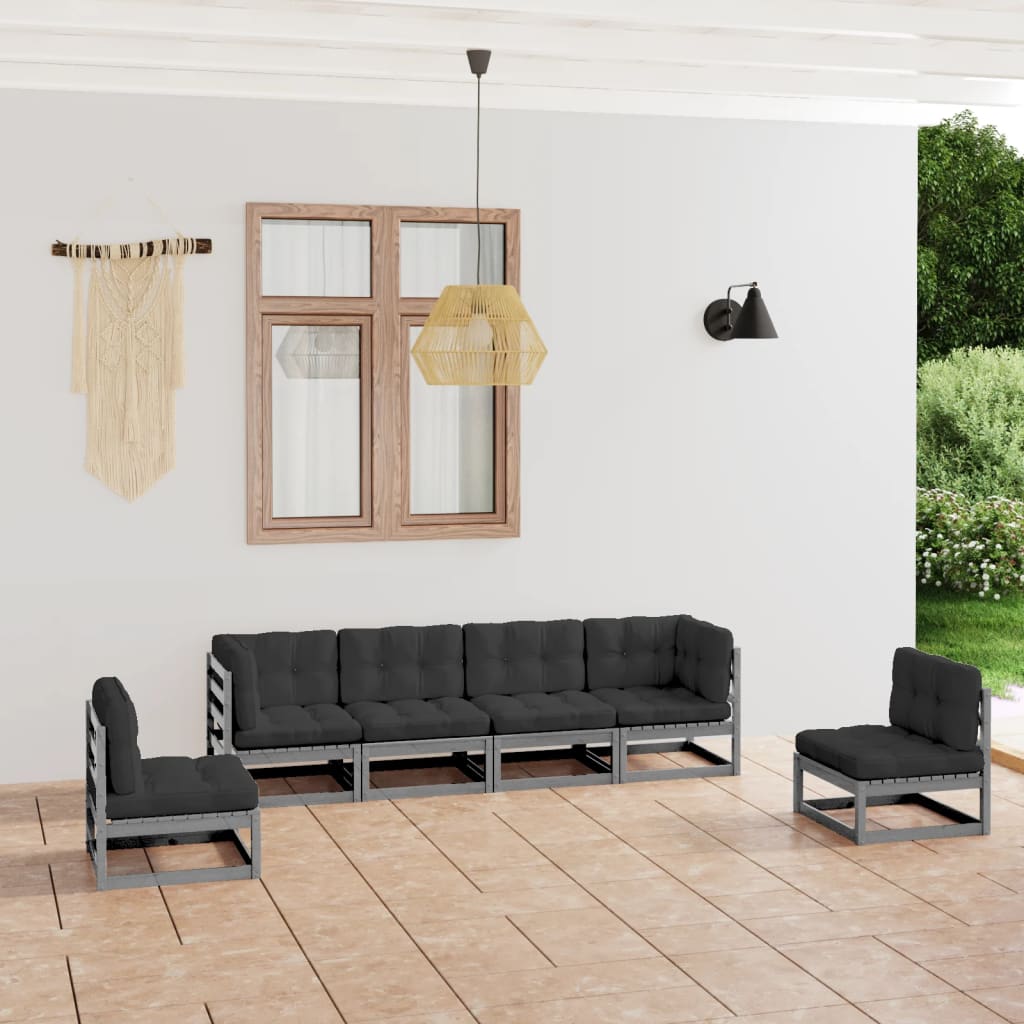 vidaXL 6-tlg. Garten-Lounge-Set mit Kissen Kiefer Massivholz