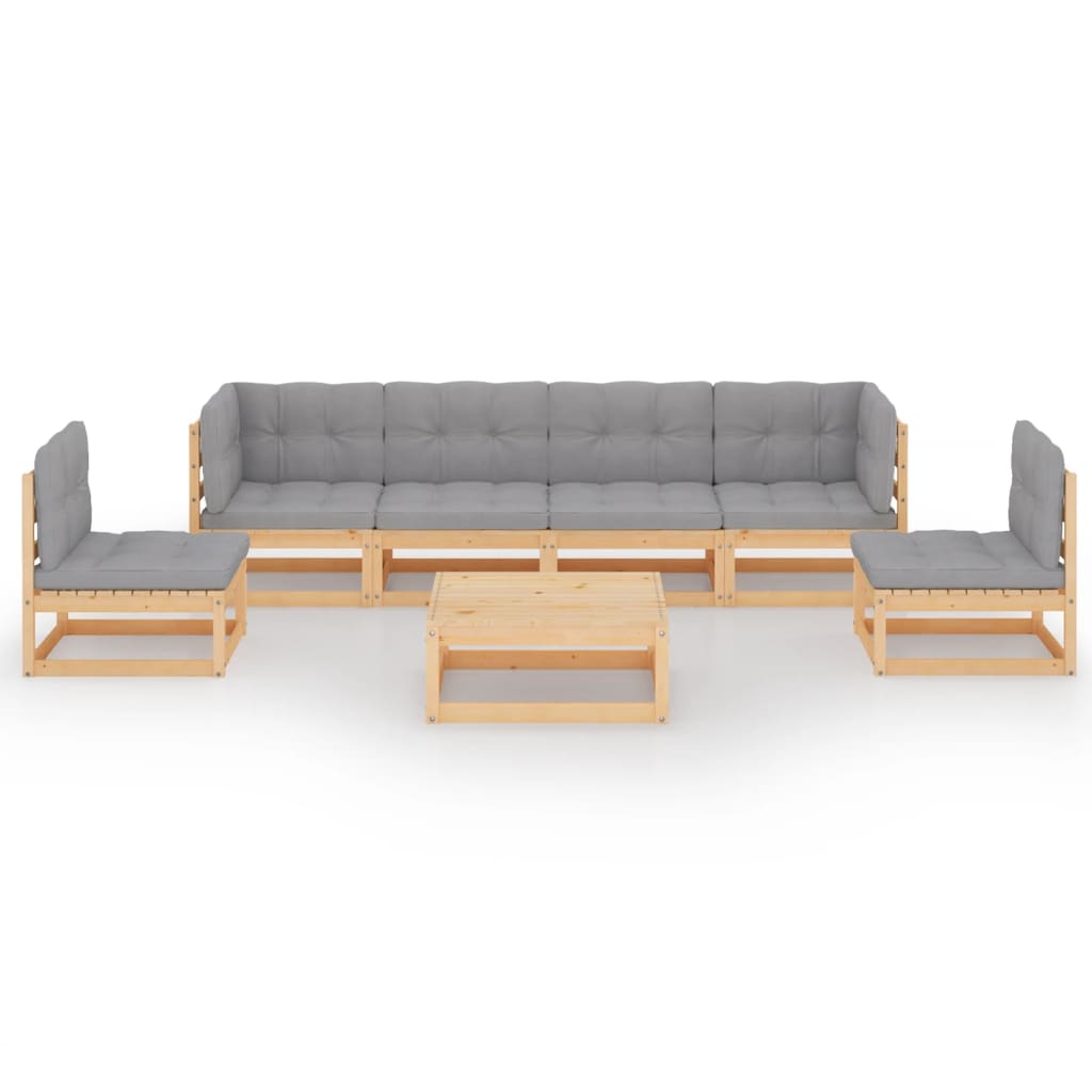 

vidaXL 7-delige Loungeset met kussens massief grenenhout