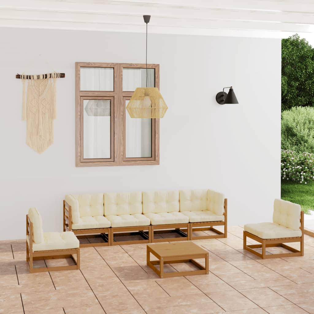 vidaXL 7-tlg. Garten-Lounge-Set mit Kissen Kiefer Massivholz