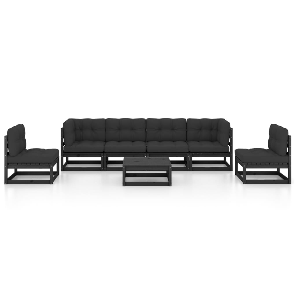 vidaXL 7-delige Loungeset met kussens massief grenenhout afbeelding