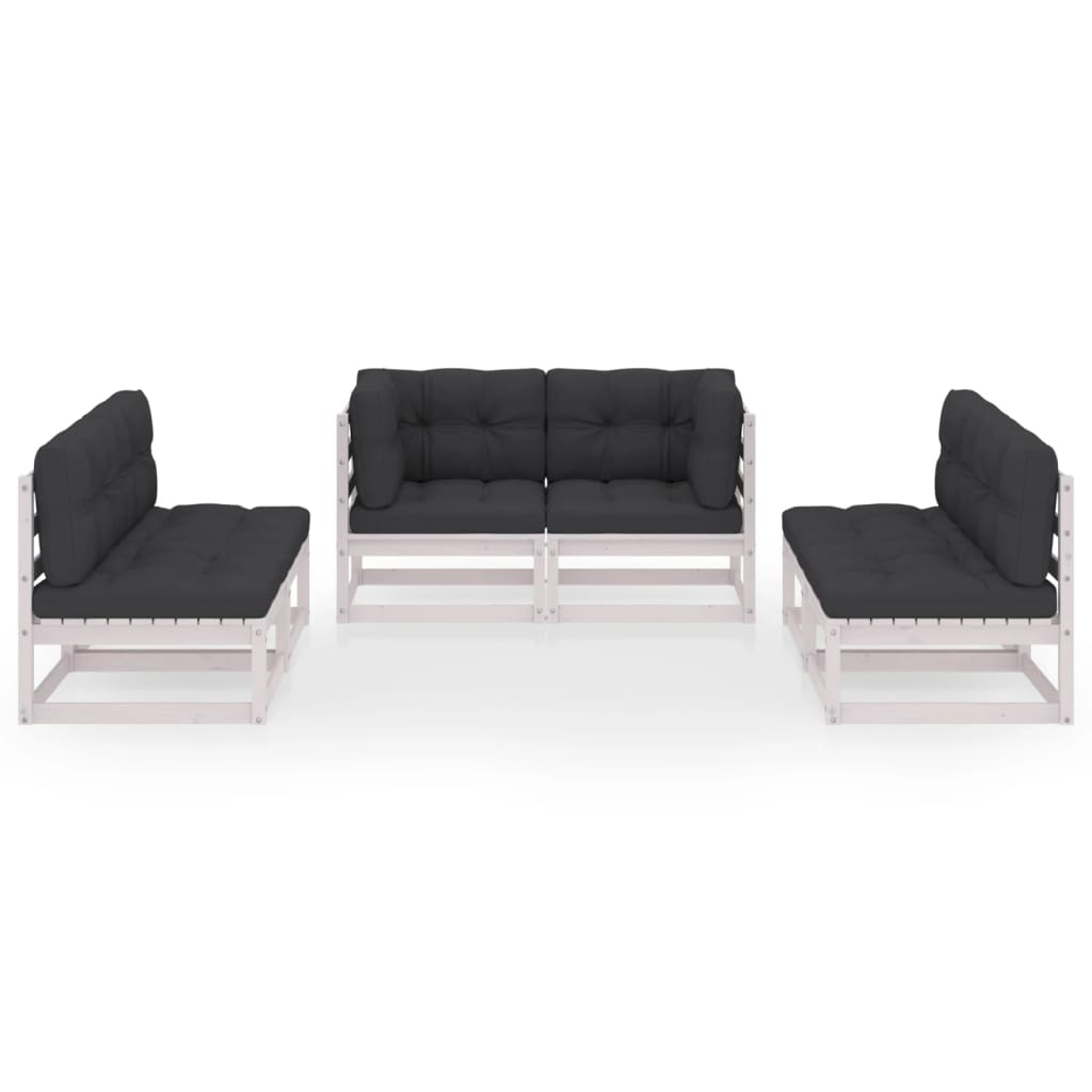 vidaXL 6-delige Loungeset met kussens massief grenenhout afbeelding
