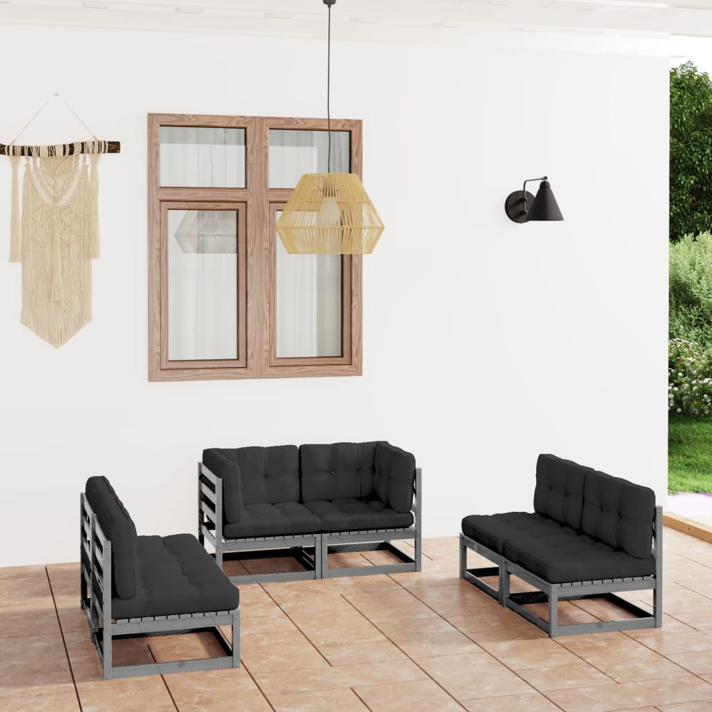 vidaXL 6-tlg. Garten-Lounge-Set mit Kissen Kiefer Massivholz