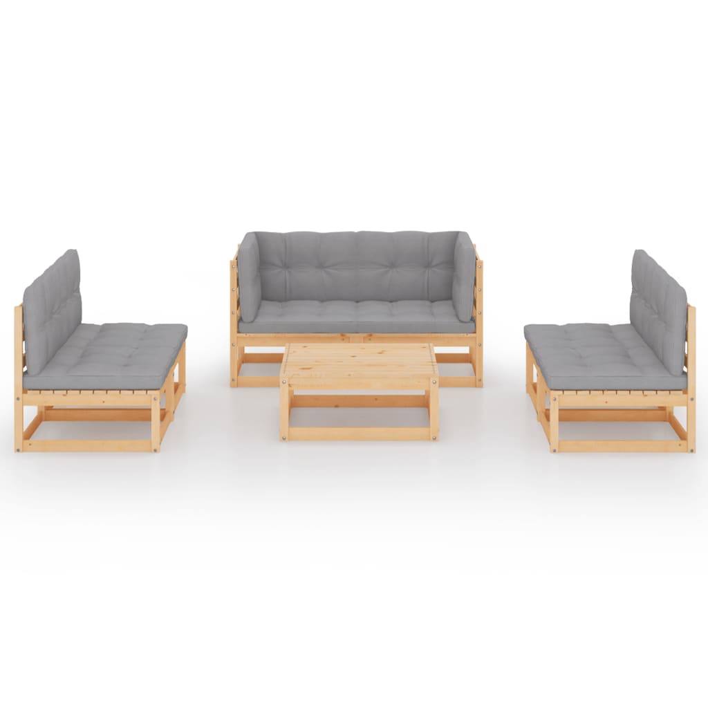 vidaXL 7-delige Loungeset met kussens massief grenenhout afbeelding