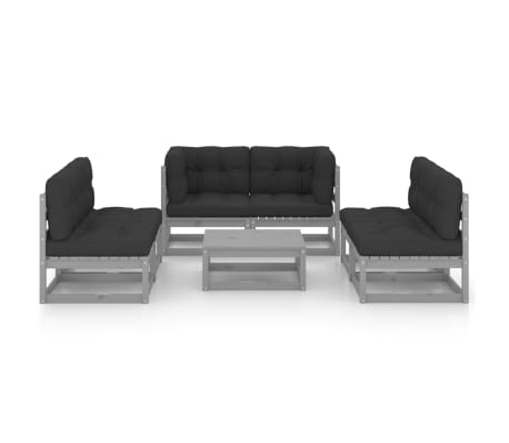 vidaXL Sodo komplektas su pagalvėlėmis, 7 dalių, pu&scaron;ies masyvas