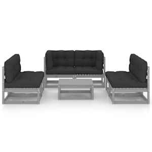 vidaXL Sodo komplektas su pagalvėlėmis, 7 dalių, pu&scaron;ies masyvas