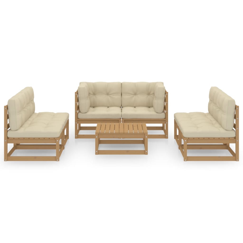 

vidaXL 7-delige Loungeset met kussens massief grenenhout