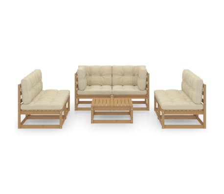 vidaXL Sodo komplektas su pagalvėlėmis, 7 dalių, pu&scaron;ies masyvas