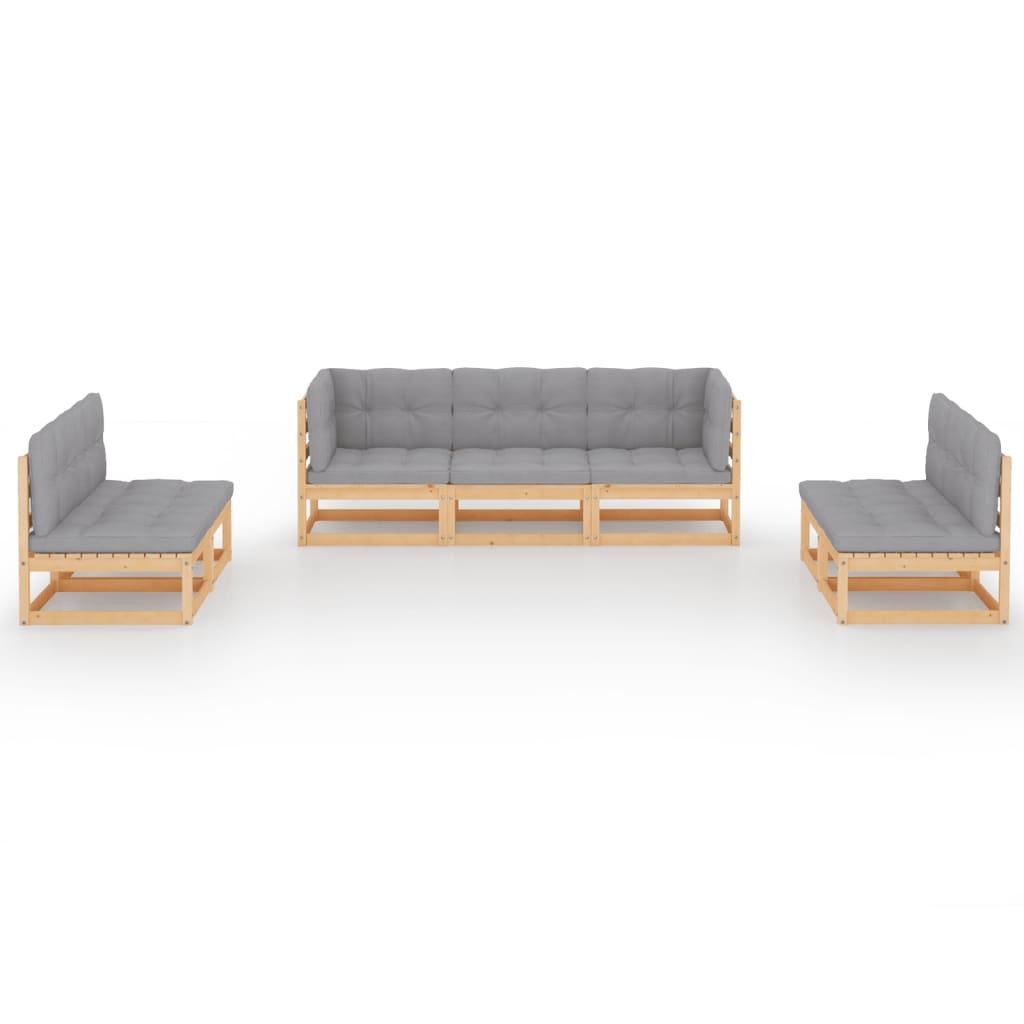 

vidaXL 7-delige Loungeset met kussens massief grenenhout