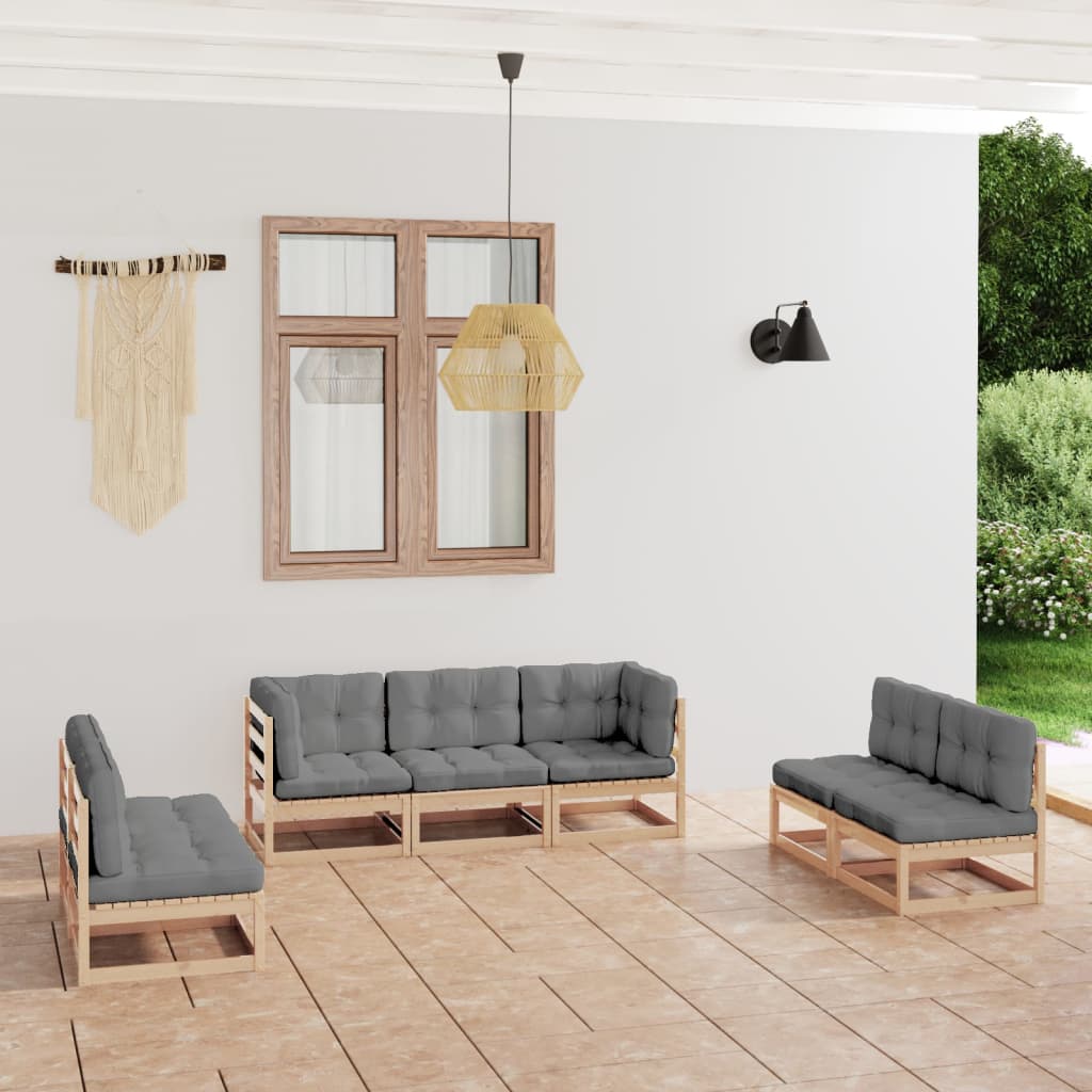 vidaXL 7-tlg. Garten-Lounge-Set mit Kissen Kiefer Massivholz