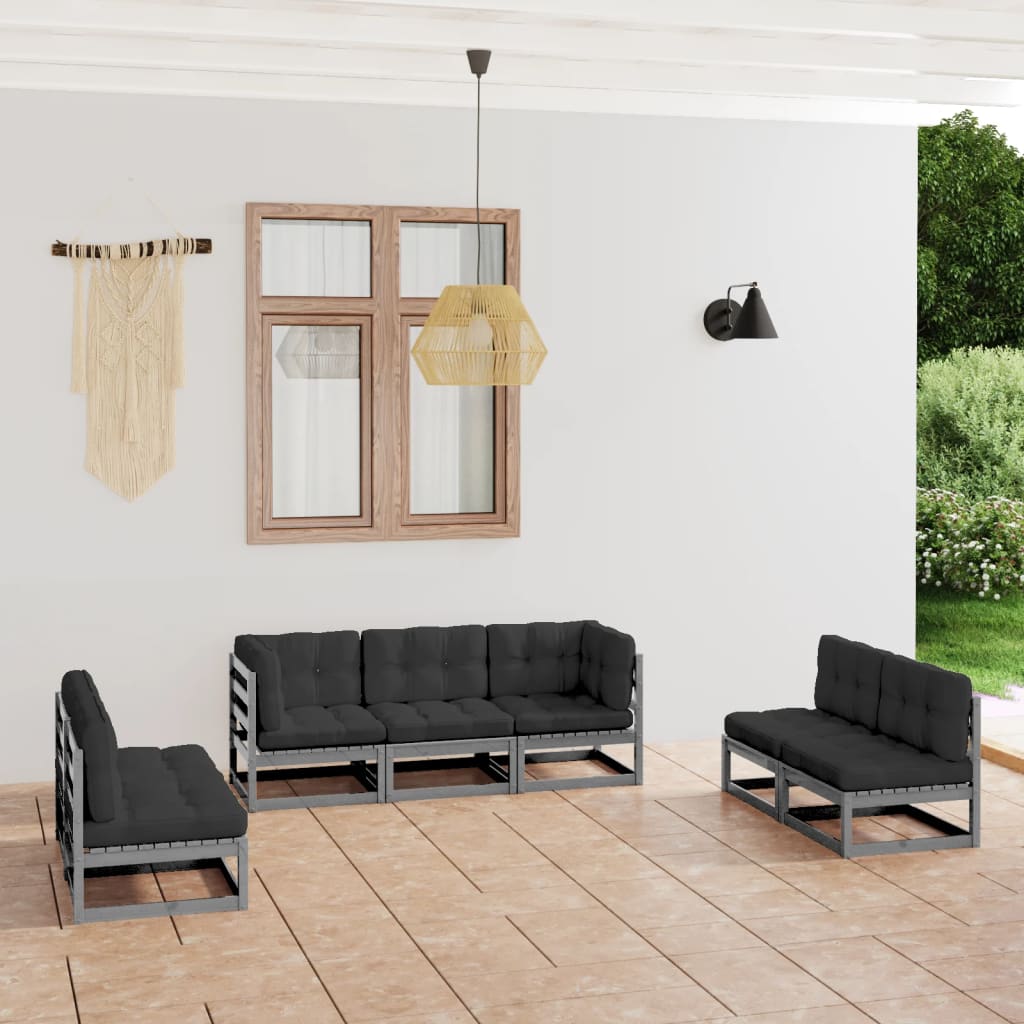 vida XL 7-tlg. Garten-Lounge-Set mit Kissen Kiefer Massivholz