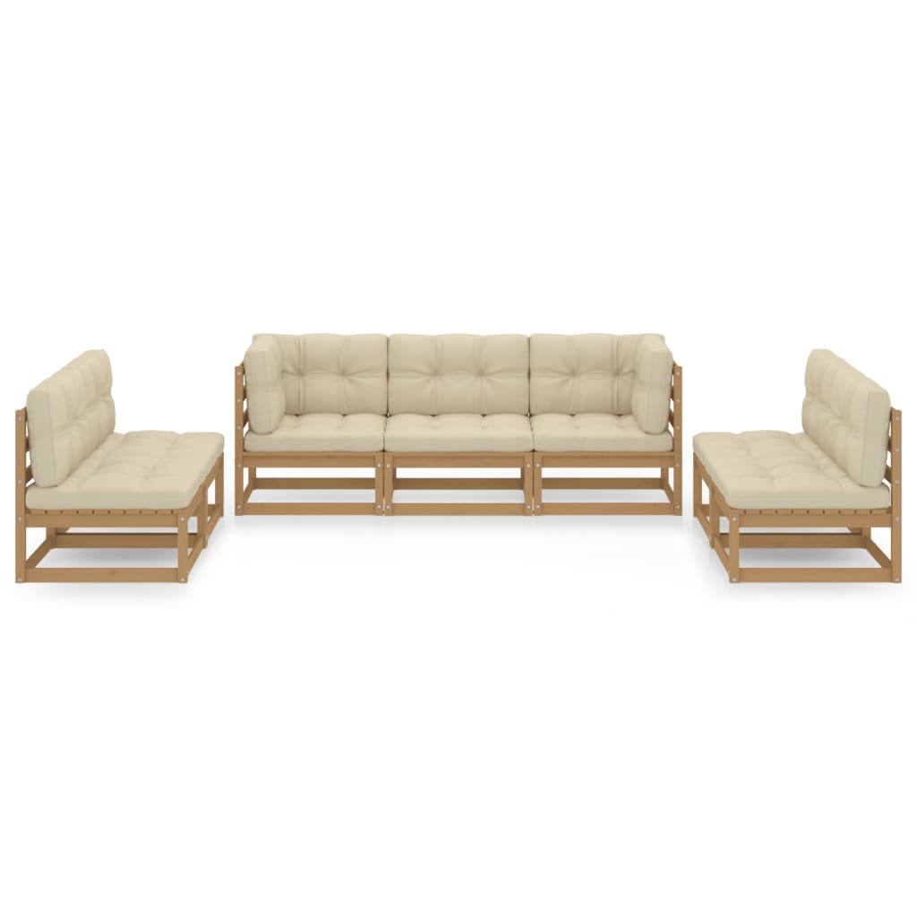 

vidaXL 7-delige Loungeset met kussens massief grenenhout