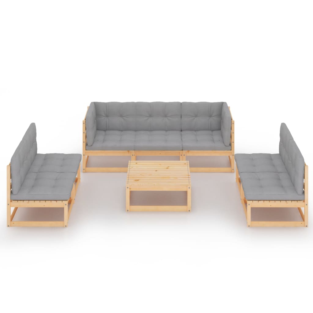 

vidaXL 8-delige Loungeset met kussens massief grenenhout