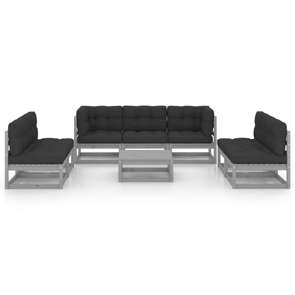 vidaXL 8-delige Loungeset met kussens massief grenenhout afbeelding