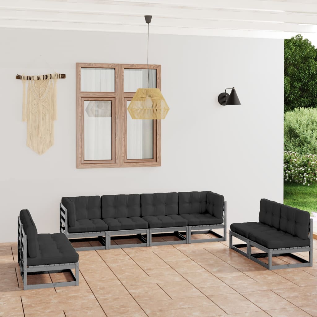vida XL 8-tlg. Garten-Lounge-Set mit Kissen Kiefer Massivholz