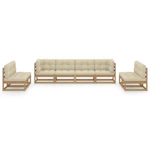 vidaXL lounges&aelig;t til haven 8 dele med hynder massivt fyrretr&aelig;