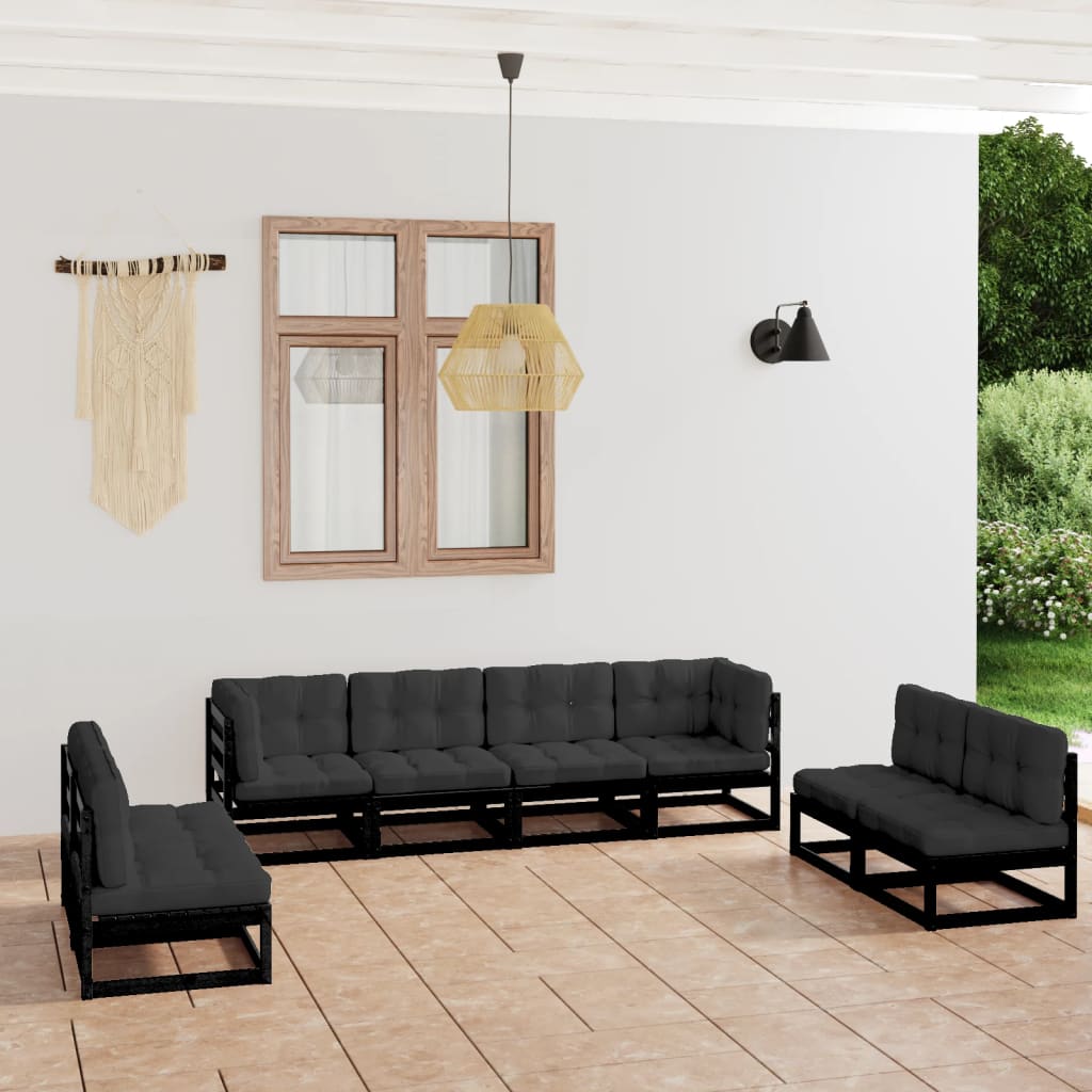 vidaXL 8-tlg. Garten-Lounge-Set mit Kissen Massivholz Kiefer