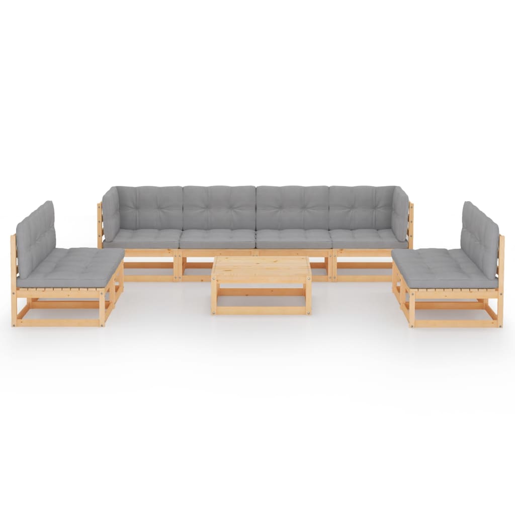 vidaXL 9-delige Loungeset met kussens massief grenenhout afbeelding