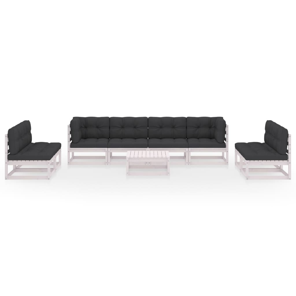 vidaXL 9 pcs conjunto lounge de jardim c/ almofadões pinho maciço