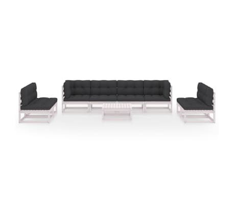 vidaXL 9 pcs conjunto lounge de jardim c/ almofadões pinho maciço