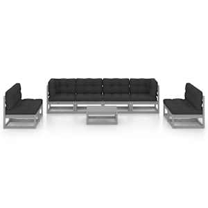 vidaXL Sodo komplektas su pagalvėlėmis, 9 dalių, pu&scaron;ies masyvas