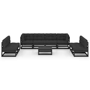 vidaXL Hagesofagruppe med puter 9 deler heltre furu