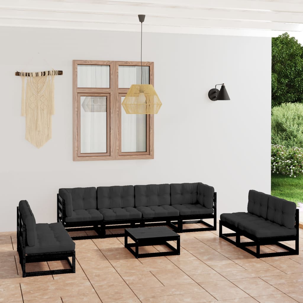 vidaXL 9-tlg. Garten-Lounge-Set mit Kissen Massivholz Kiefer