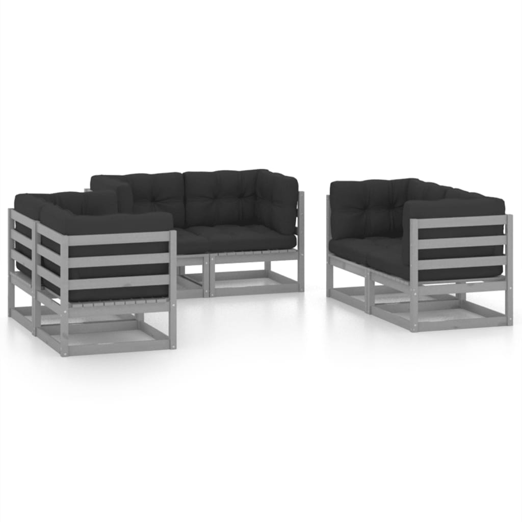 Thumbnail - vidaXL 6-tlg. Garten-Lounge-Set mit Kissen Kiefer Massivholz