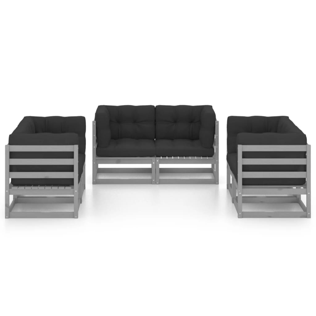 

vidaXL 6-delige Loungeset met kussens massief grenenhout