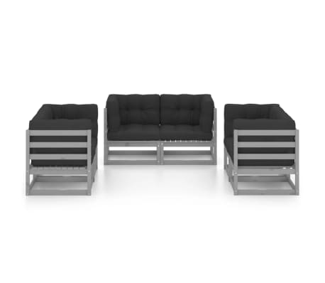 vidaXL 6-delige Loungeset met kussens massief grenenhout