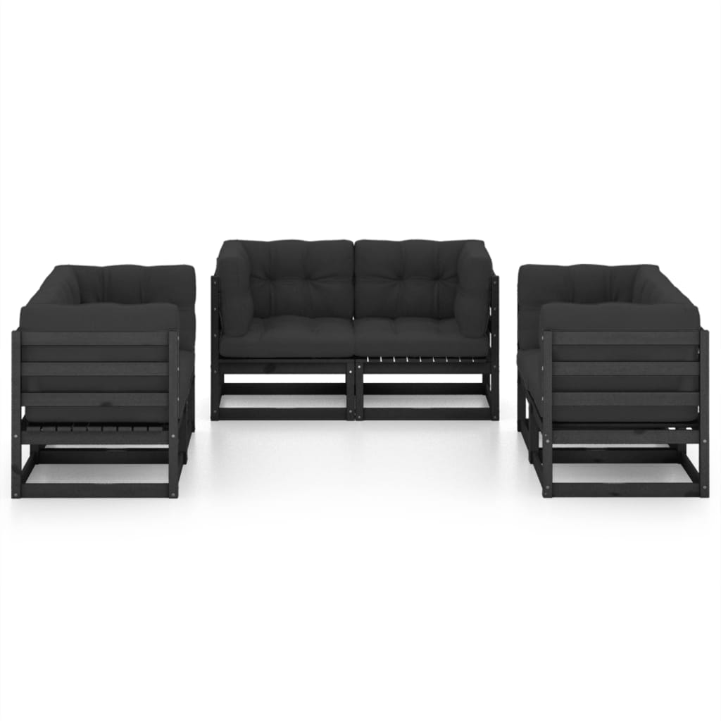 vidaXL 6-delige Loungeset met kussens massief grenenhout afbeelding